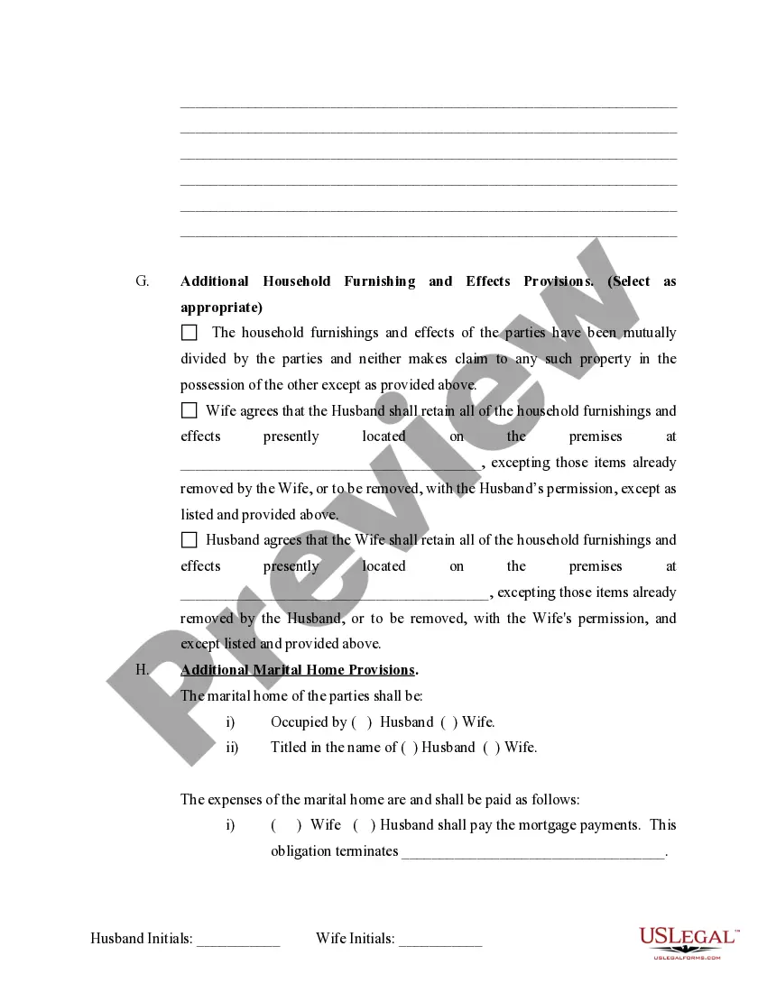 Preview Marital Domestic Separation and Property Settlement Agreement no Children parties may have Joint Property or Debts where Divorce Action Filed