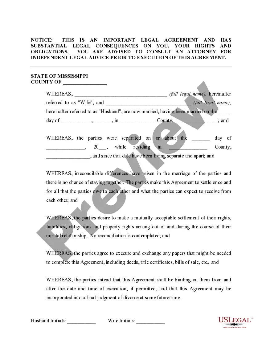 Preview Marital Domestic Separation and Property Settlement Agreement Adult Children Parties May have Joint Property or Debts effective Immediately