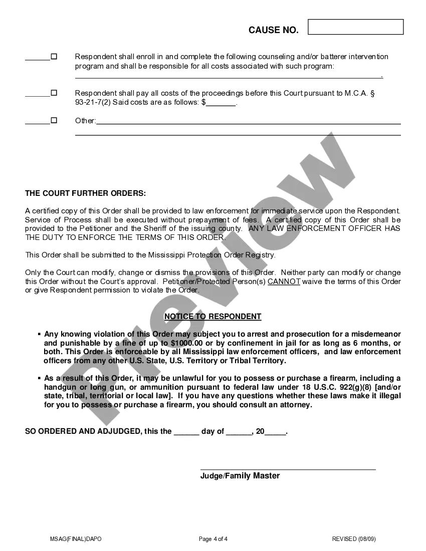 Get Final Domestic Abuse Protective Order Preview Final Domestic Abuse Protective Order