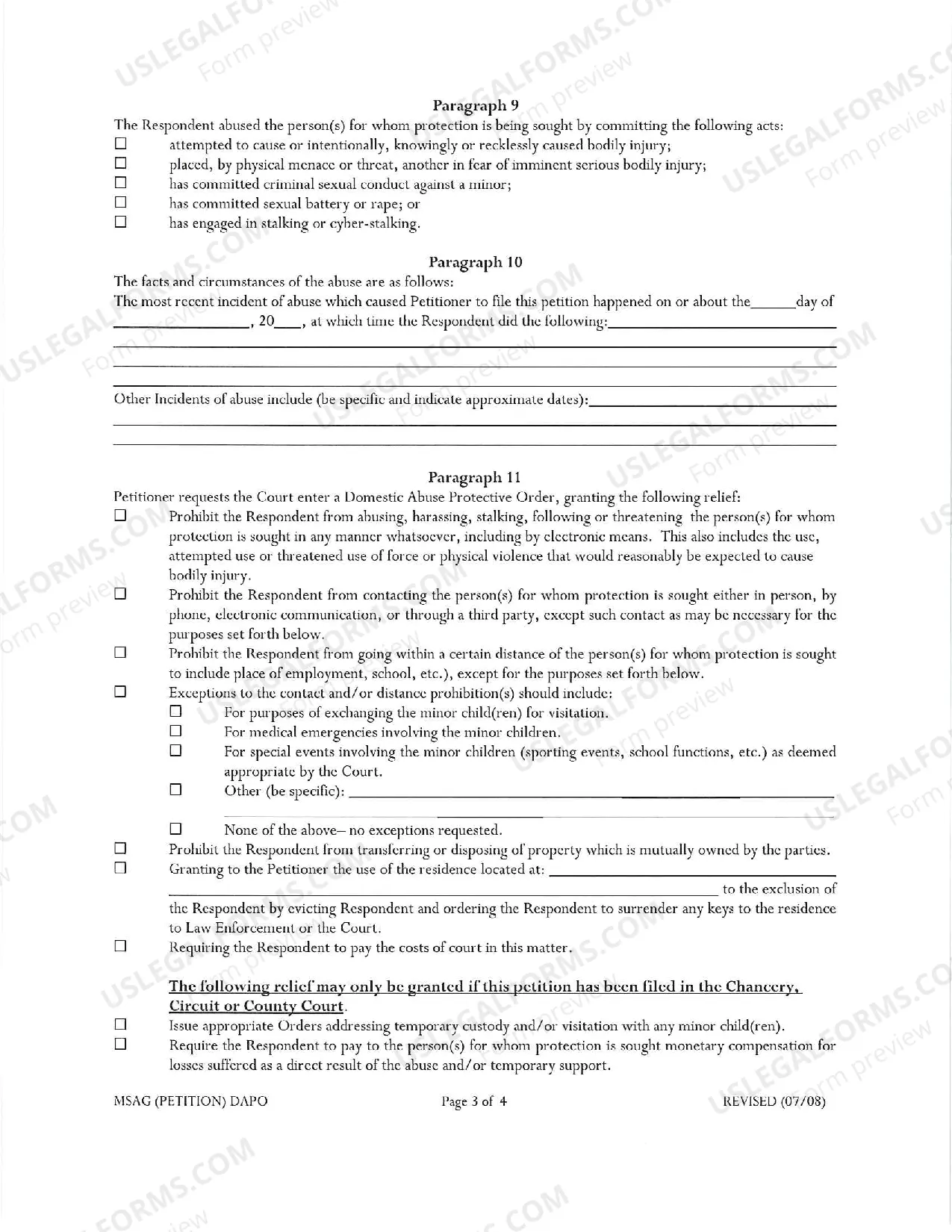 Preview Petition for Domestic Abuse Protective Order