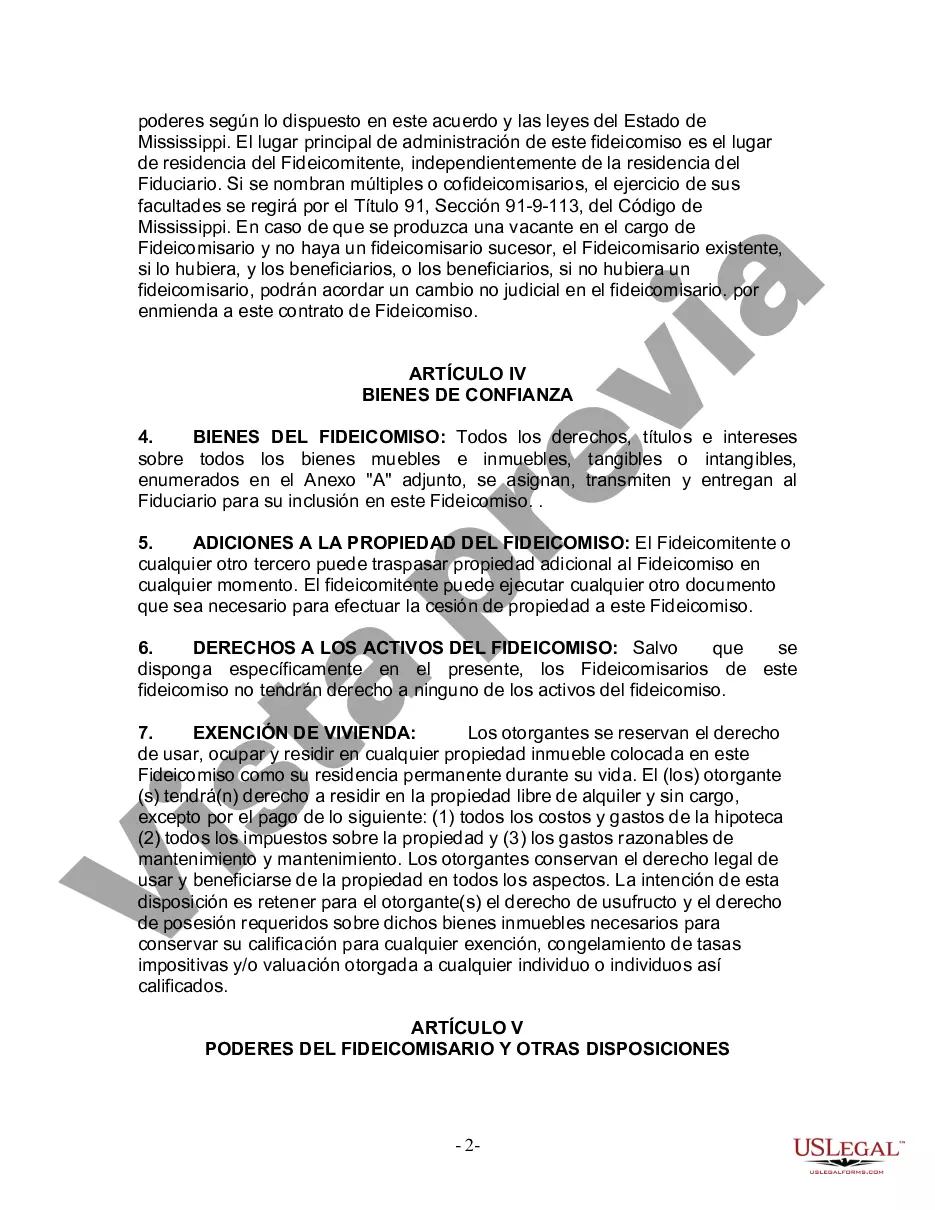 Preview Fideicomiso en vida para esposo y esposa sin hijos