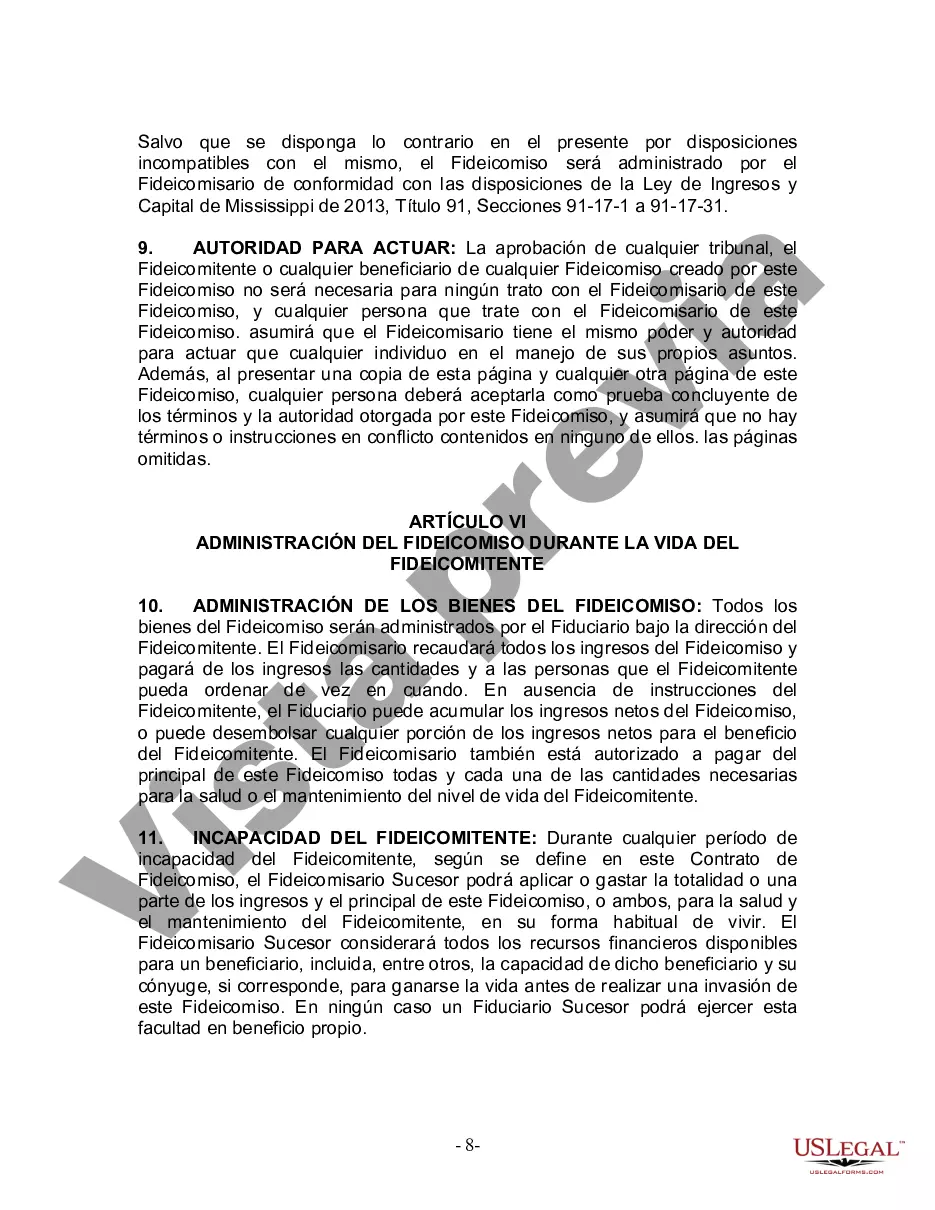 Preview Fideicomiso en vida para esposo y esposa sin hijos