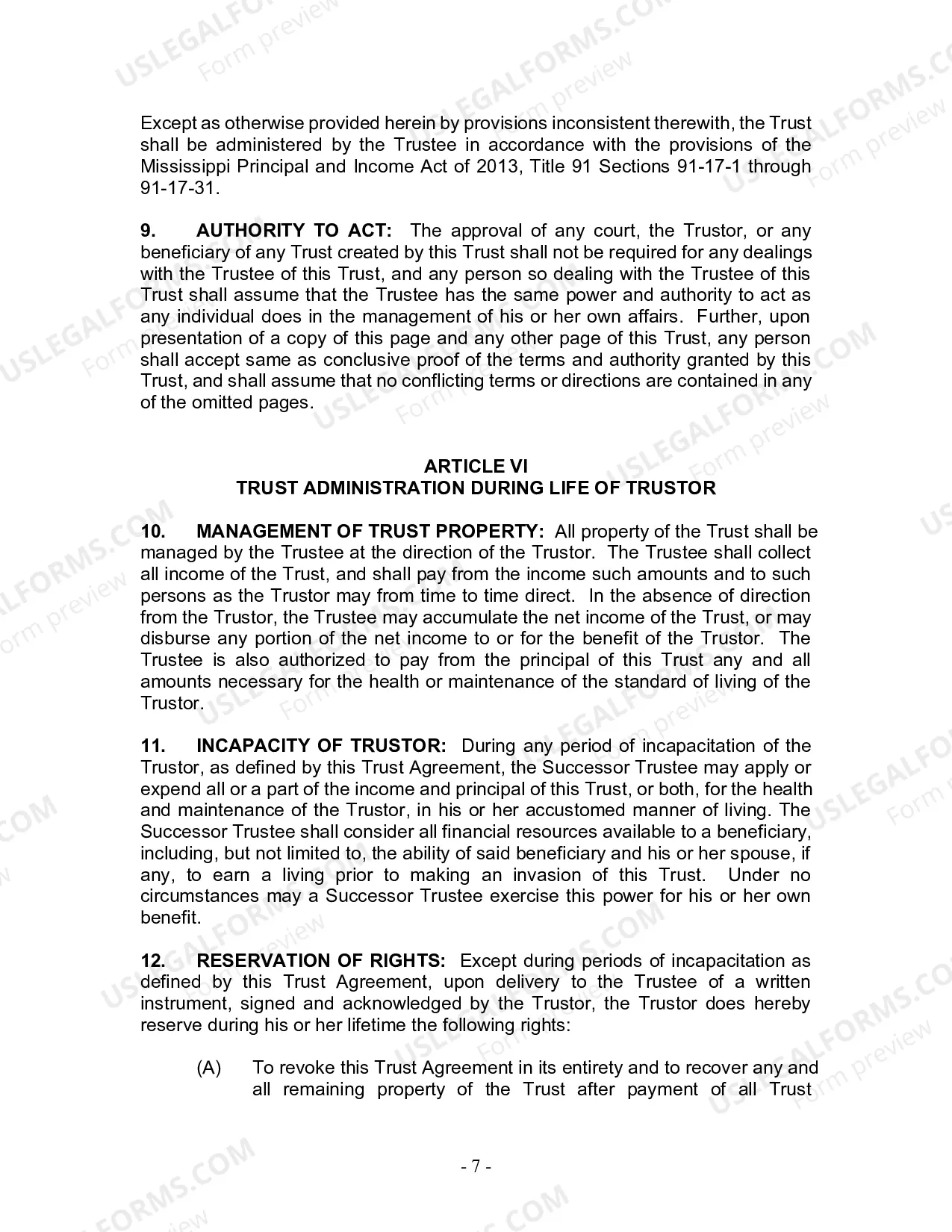 Preview Revocable Living Trust for Husband and Wife with No Children