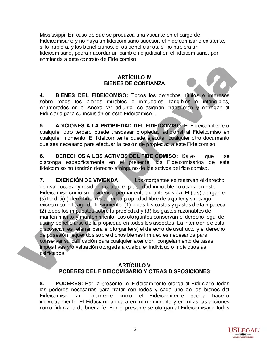 Preview Fideicomiso en Vida para Individuos Solteros, Divorciados o Viudos (o Viudos) sin Hijos