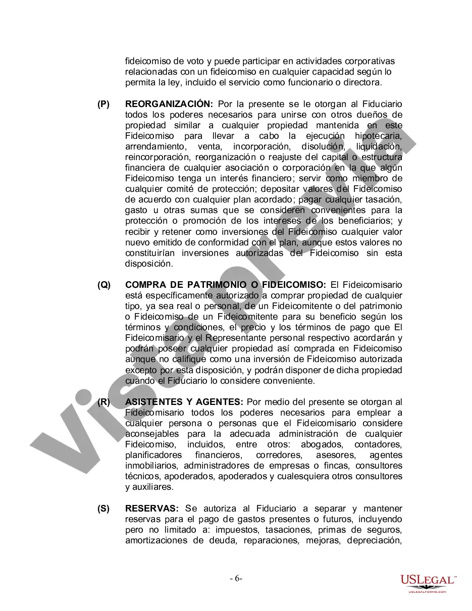 Preview Fideicomiso en Vida para Individuos Solteros, Divorciados o Viudos (o Viudos) sin Hijos