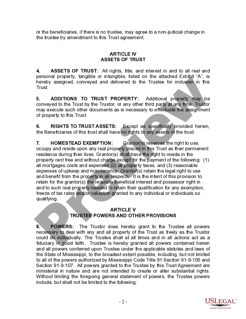 Preview Living Trust for Individual Who is Single, Divorced or Widow (or Widower) with No Children