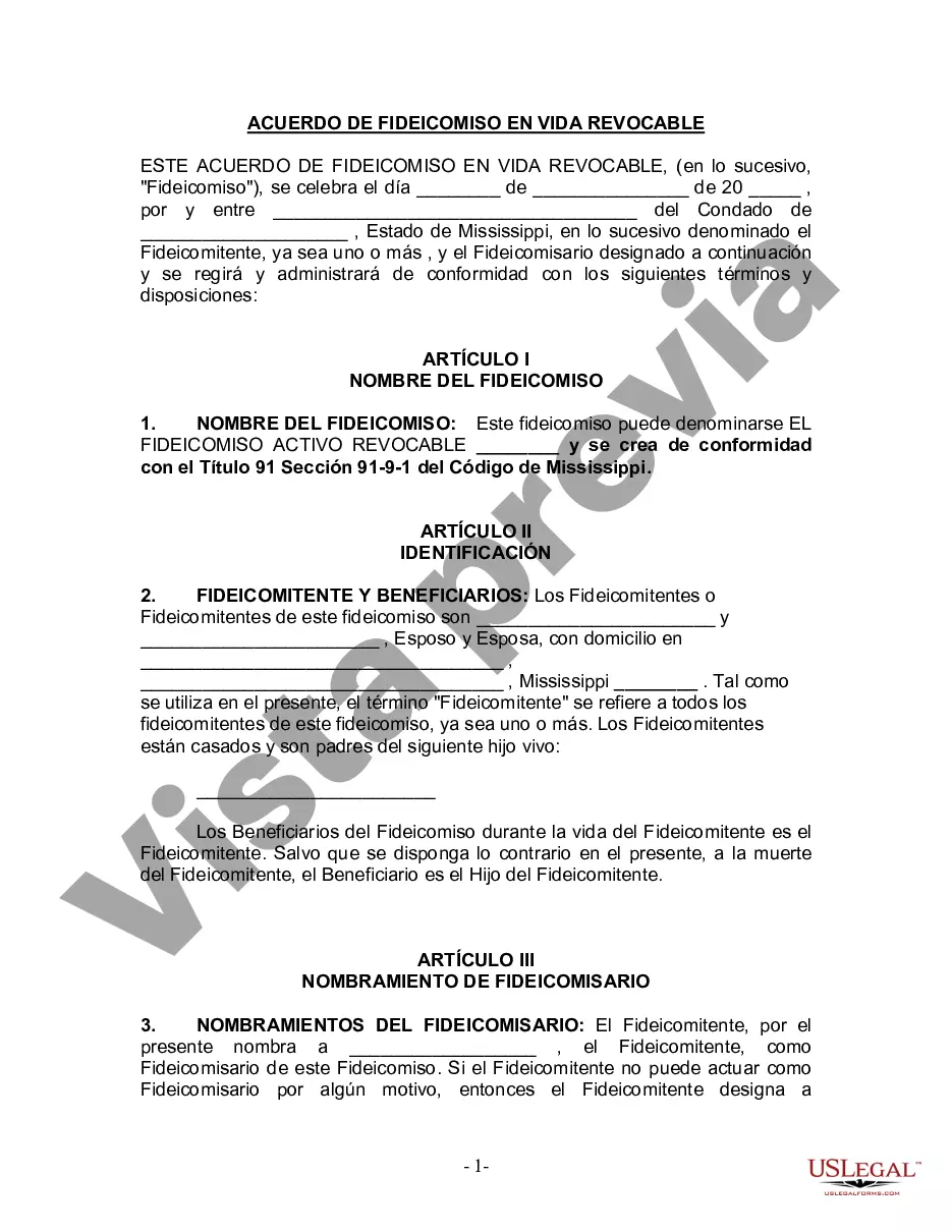 Preview Fideicomiso en vida para esposo y esposa con un hijo