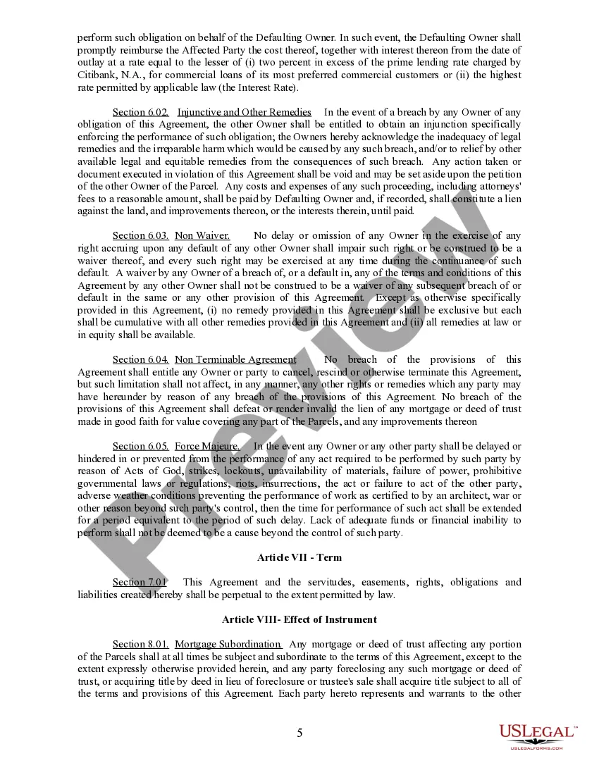 Get Reciprocal Easement and Operation Agreement Preview Reciprocal Easement and Operation Agreement