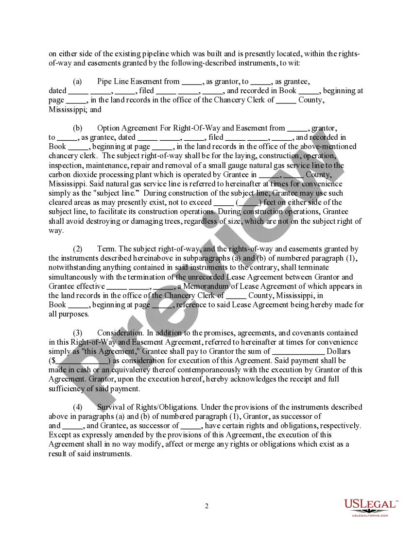 Preview Right of Way and Easement Agreement