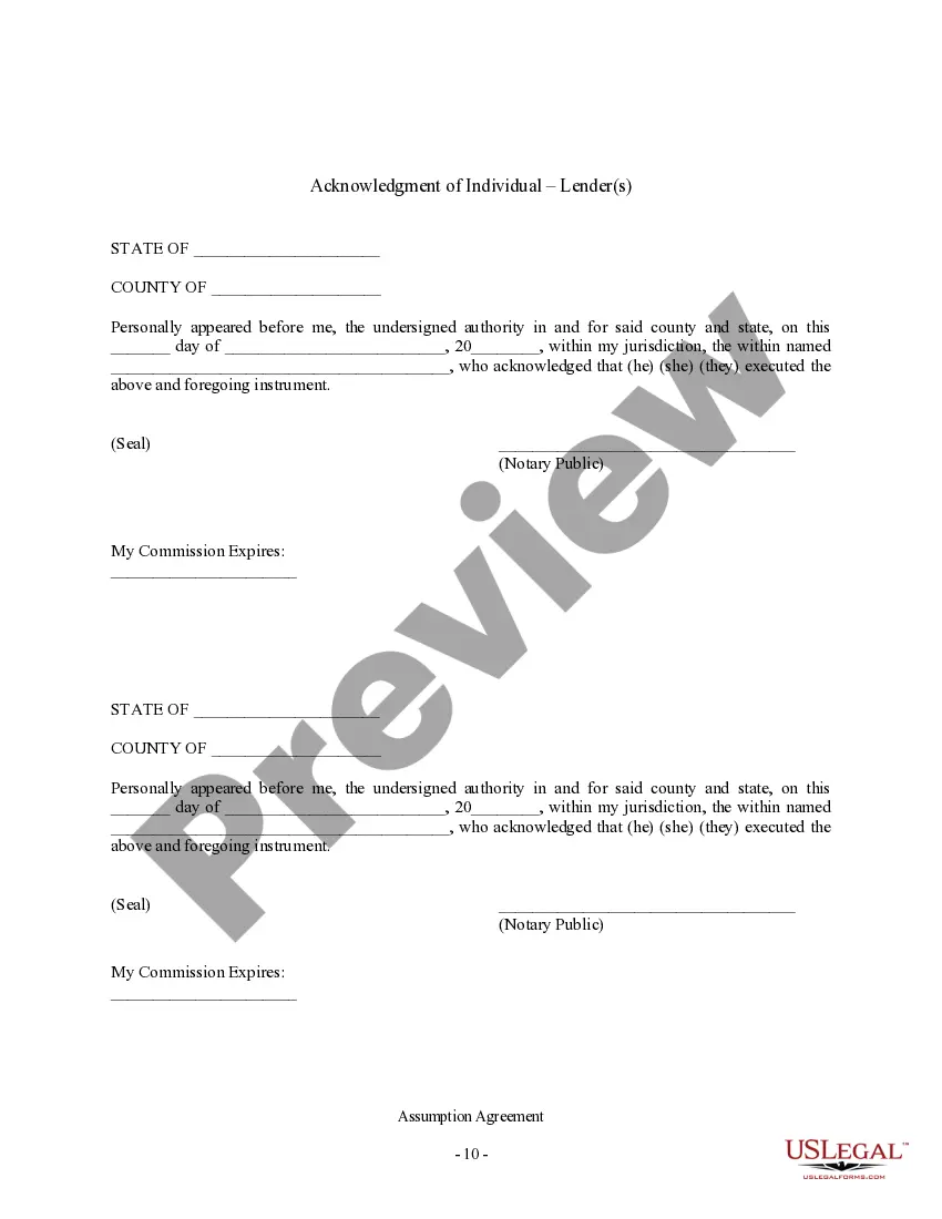 Preview Assumption Agreement of Deed of Trust and Release of Original Mortgagors