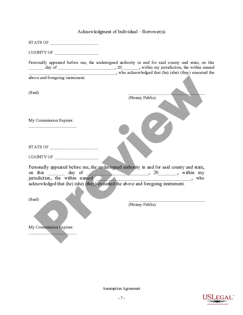 Preview Assumption Agreement of Deed of Trust and Release of Original Mortgagors