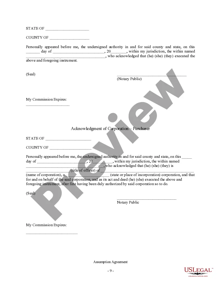 Preview Assumption Agreement of Deed of Trust and Release of Original Mortgagors