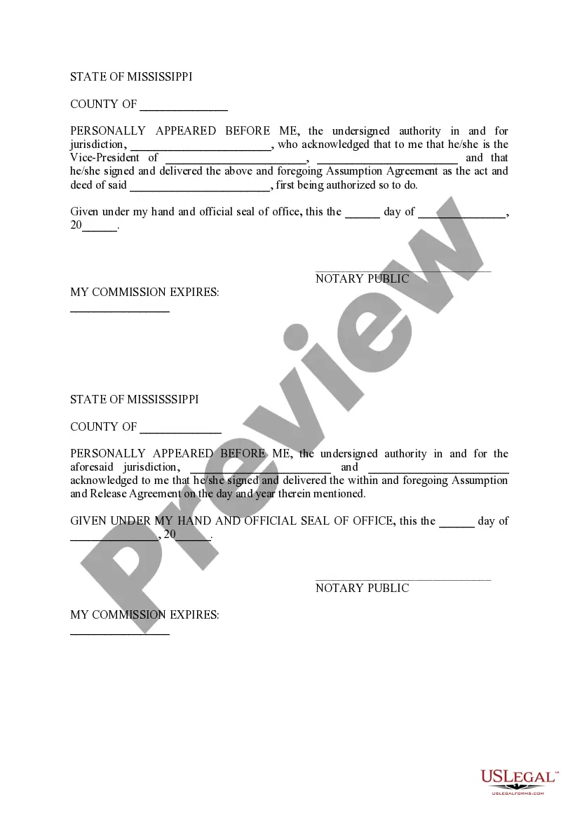 Preview Assumption and Release Agreement