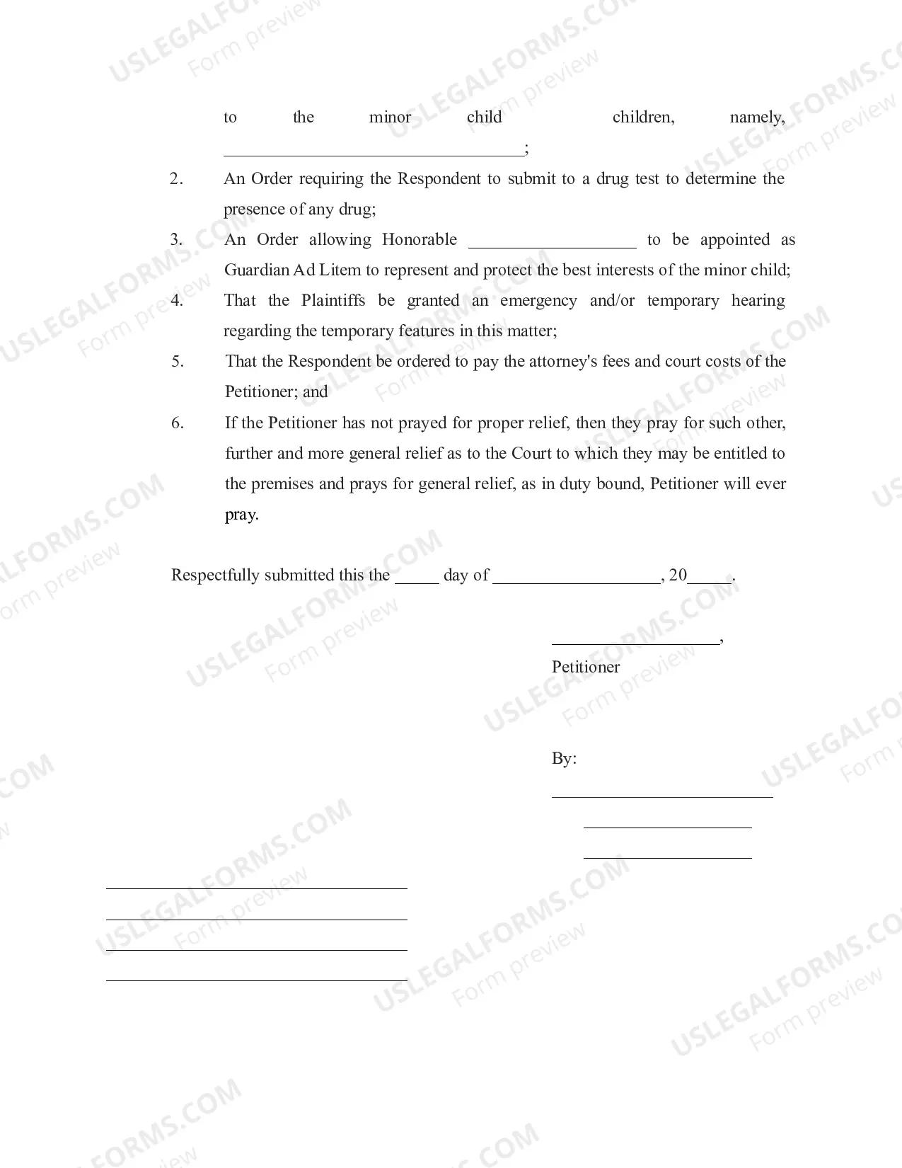 Preview Complaint to Suspend Visitation and Other Relief after Youth Court Permanency Order