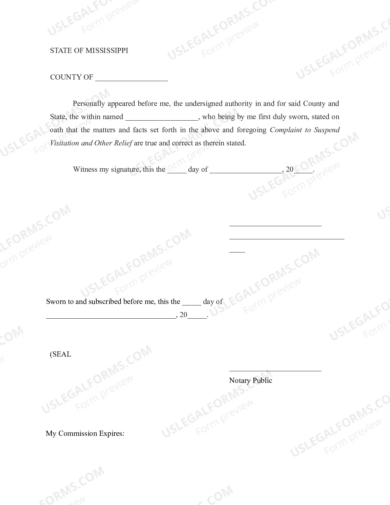 Preview Complaint to Suspend Visitation and Other Relief after Youth Court Permanency Order