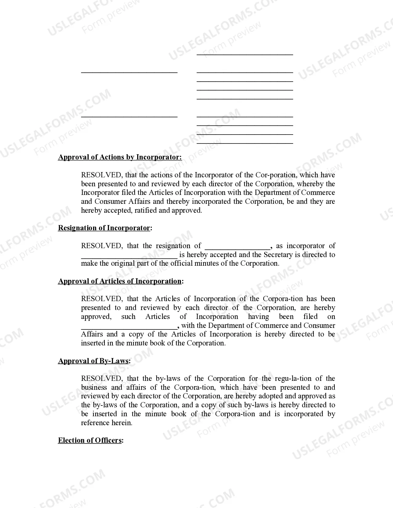 Preview Minutes for Organizational Meeting