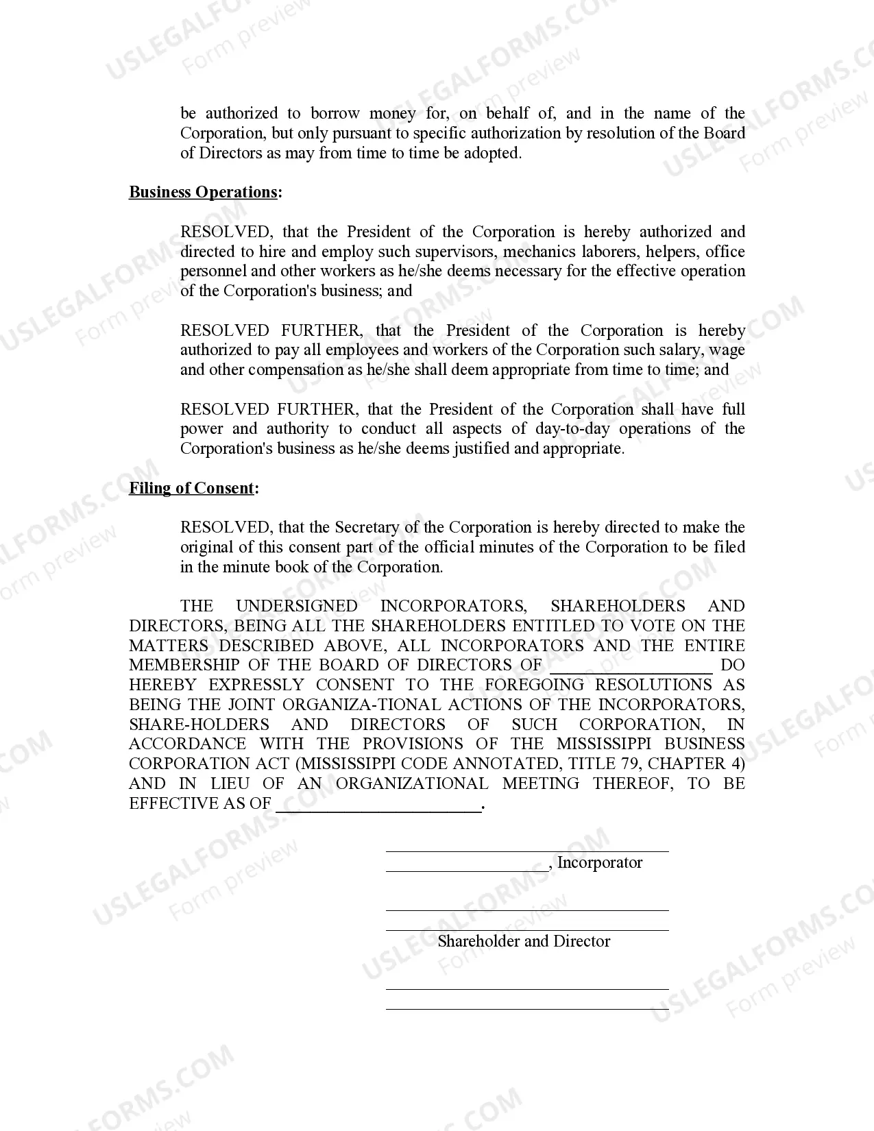 Preview Minutes for Organizational Meeting