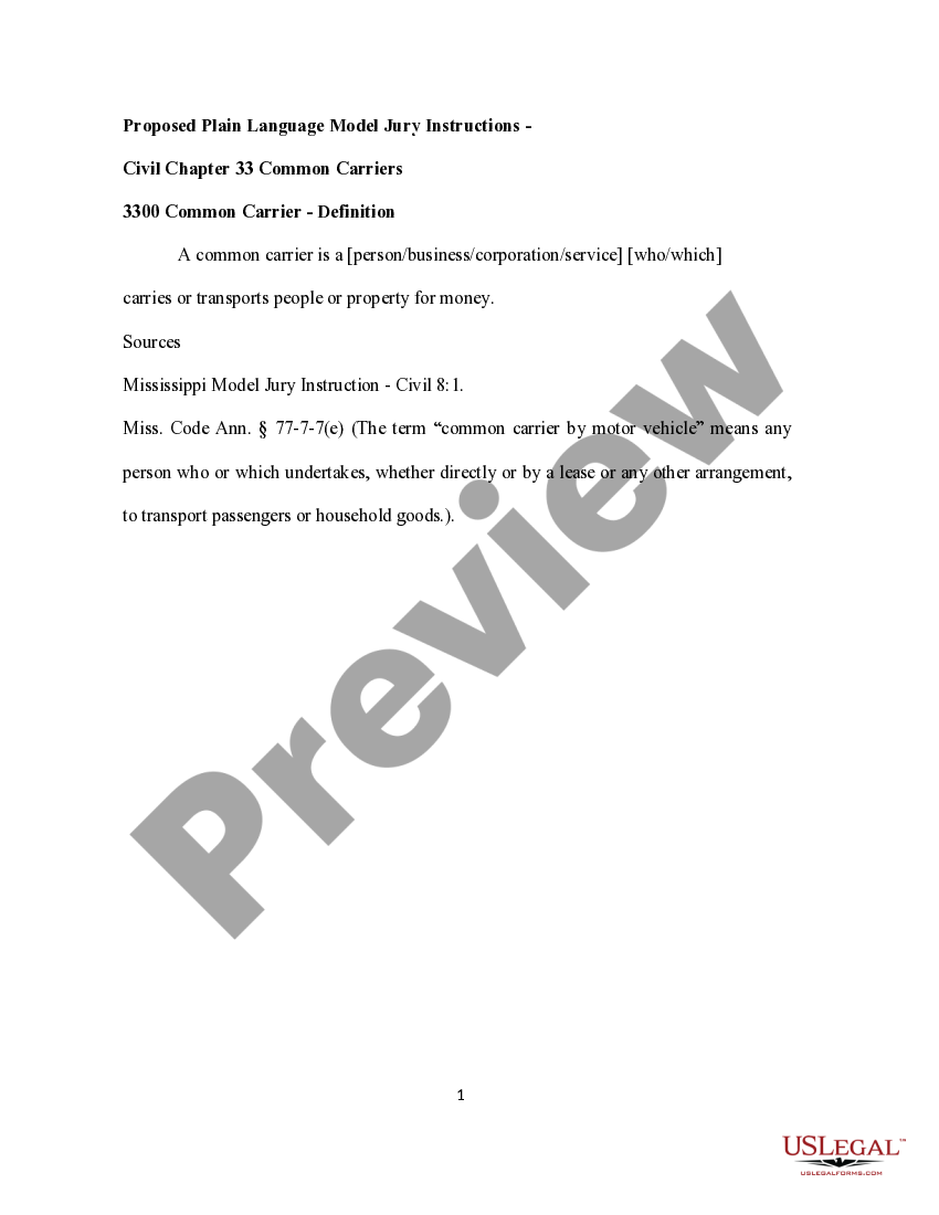 Mississippi 3300 Common Carrier Definition US Legal Forms