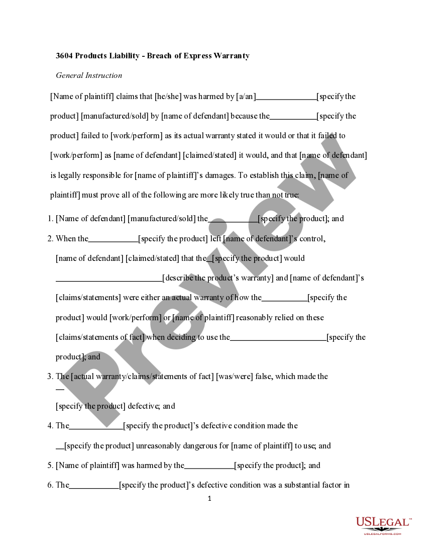 Mississippi 3604 Products Liability Breach of Express Warranty US