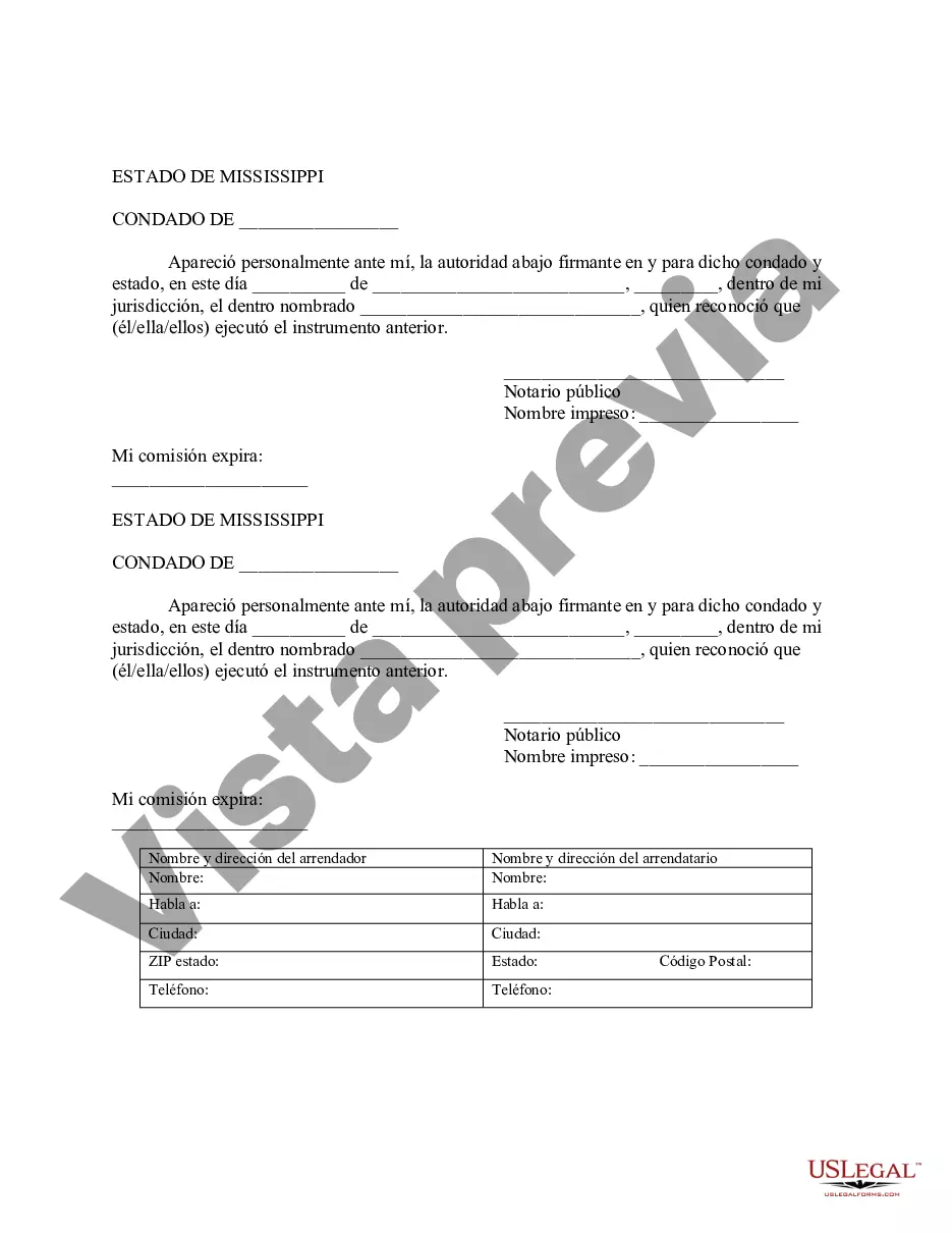 Preview Aviso de Arrendamiento para Grabación