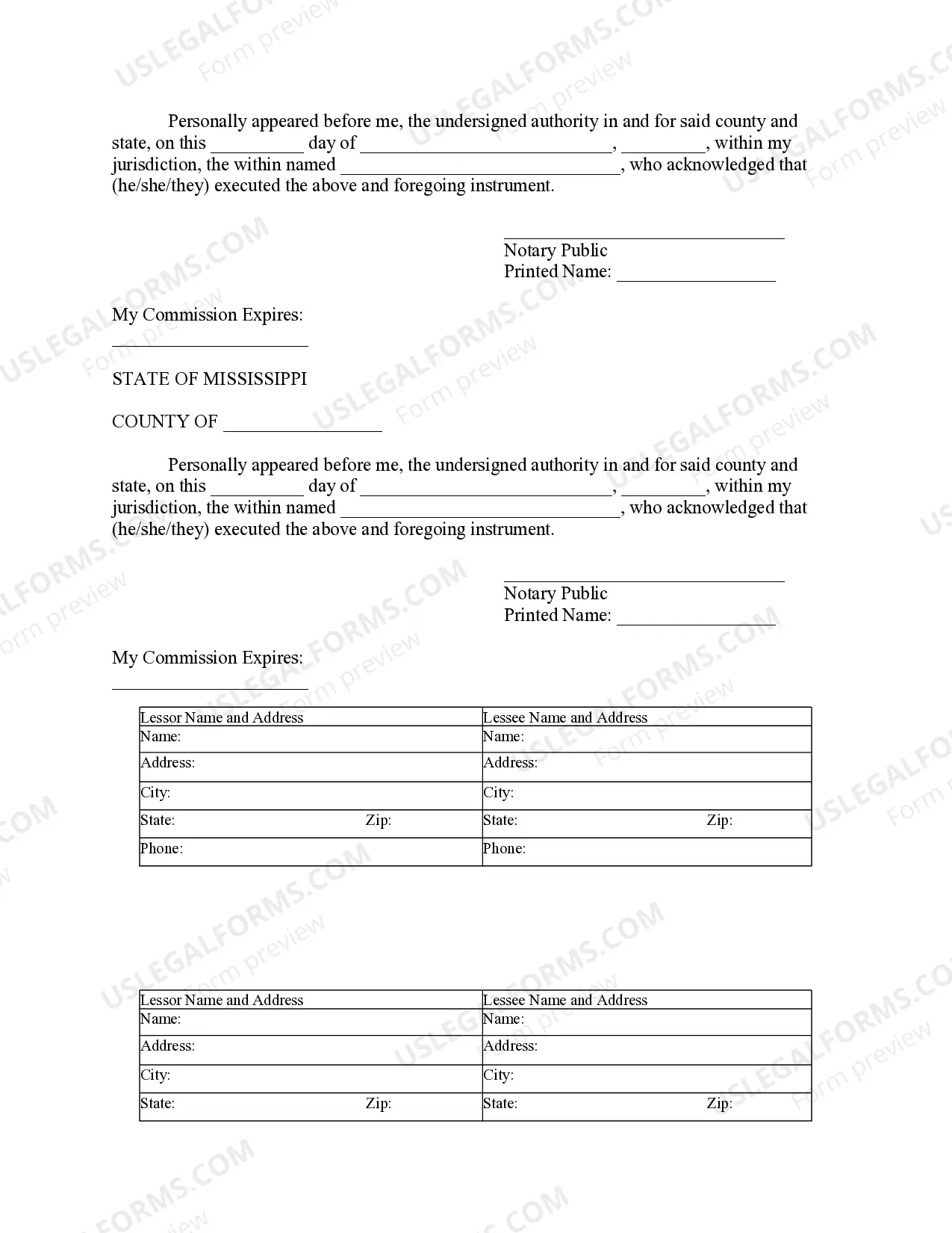 Preview Notice of Lease for Recording