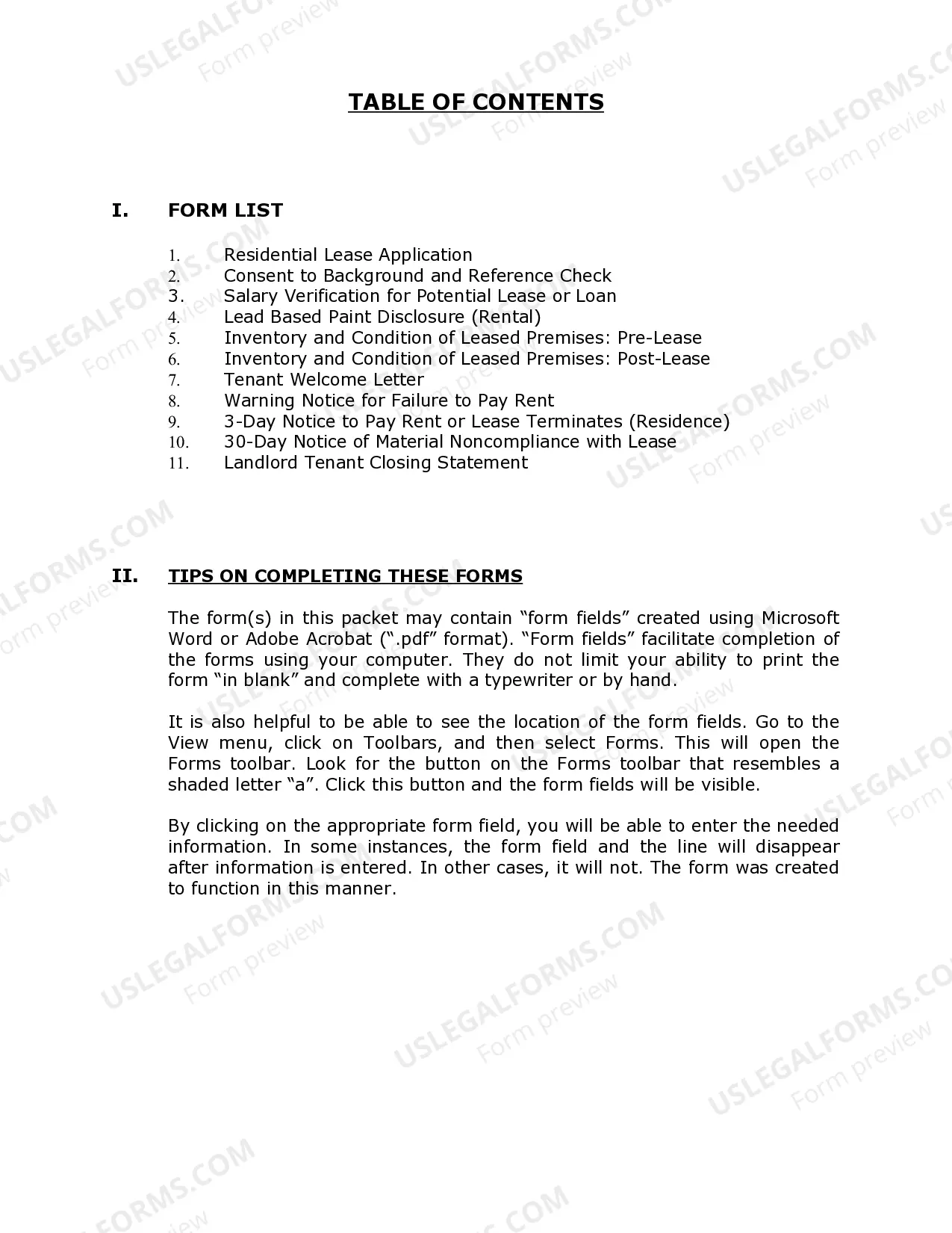 Preview Mississippi Supplemental Residential Lease Forms Package