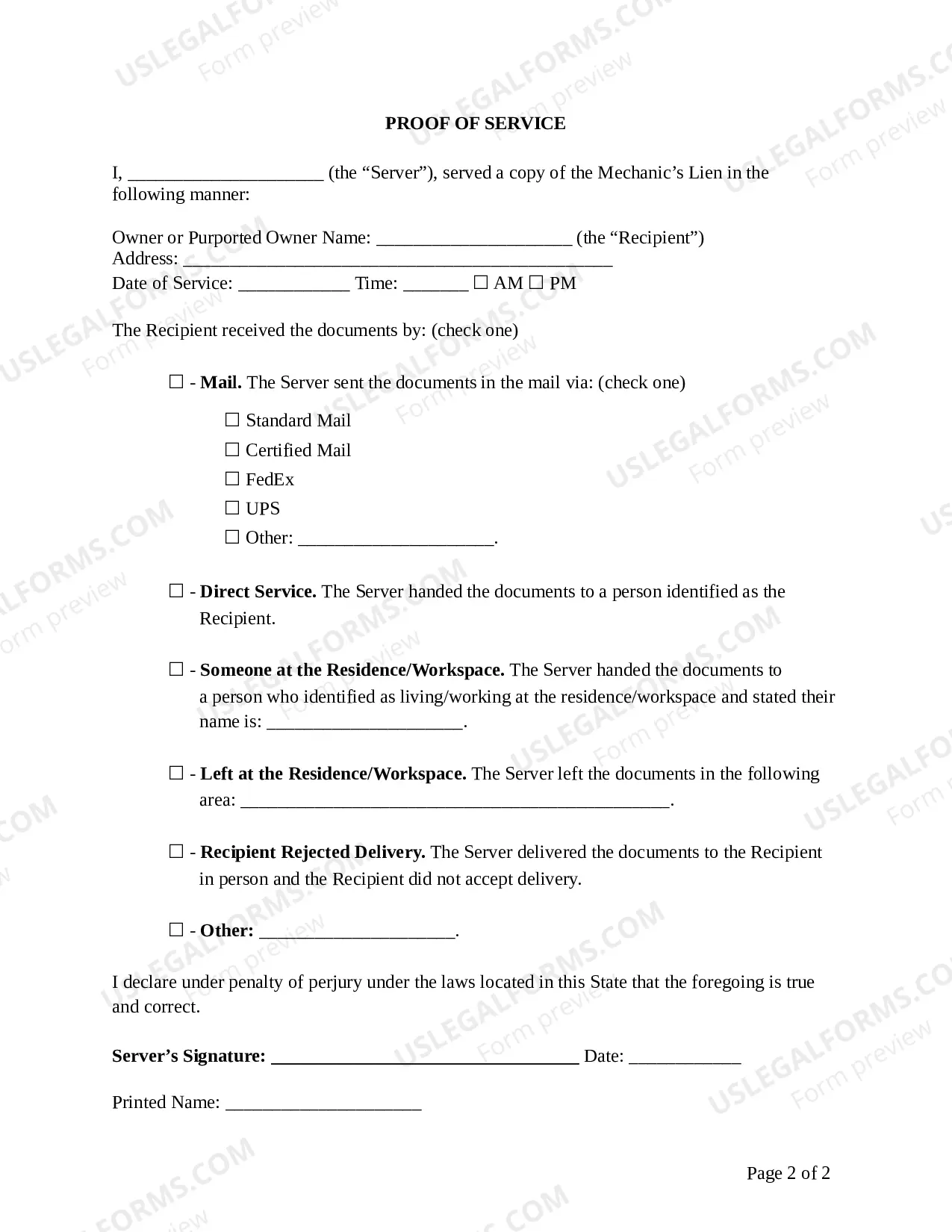 Preview Mississippi Claim of Lien