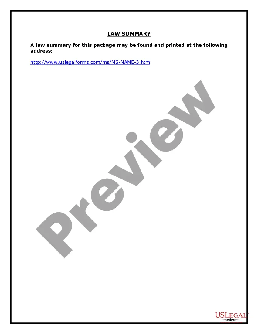 Preview Mississippi Name Change Instructions and Forms Package for a Family