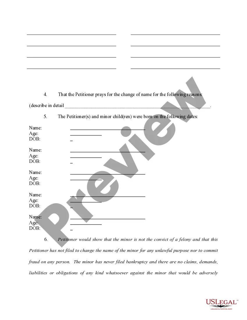 Preview Petition to Change Name