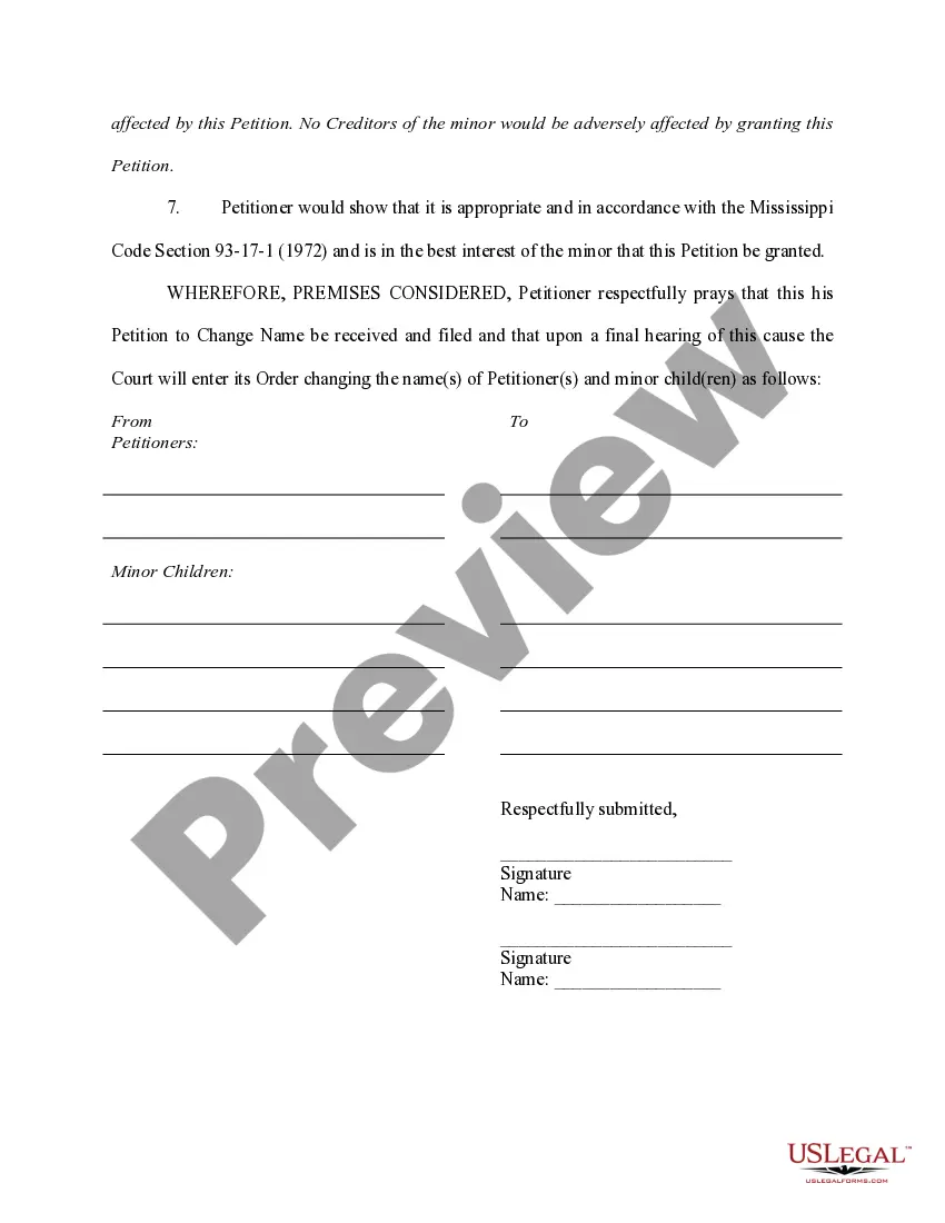 Preview Petition to Change Name