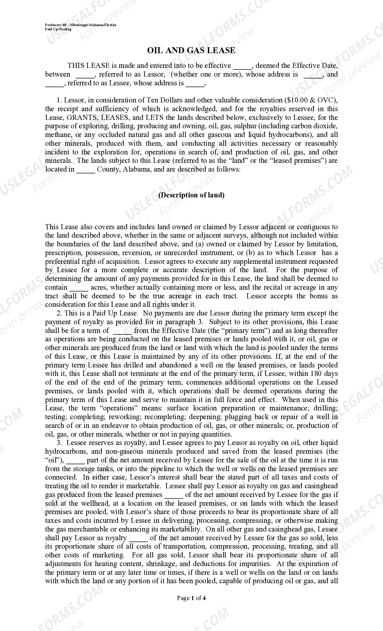 Oil And Gas Lease Form 88 With Example US Legal Forms