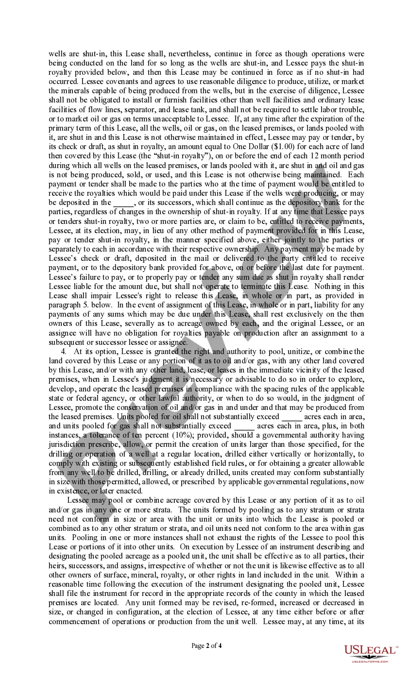 Preview Producers 88 Paid Up Lease Pooling Provision SP (4-75)