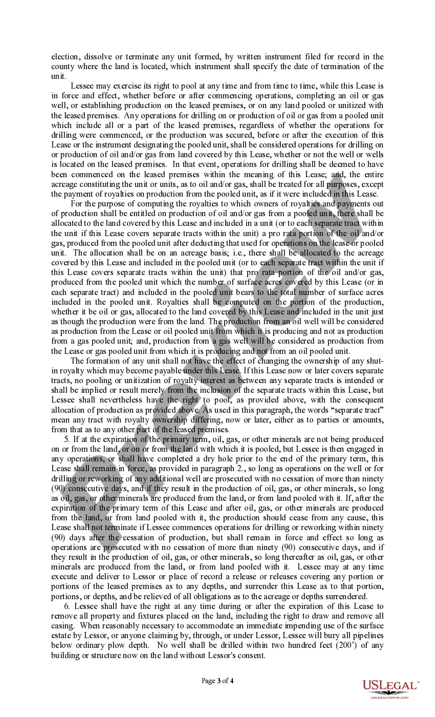 Preview Producers 88 Paid Up Lease Pooling Provision SP (4-75)