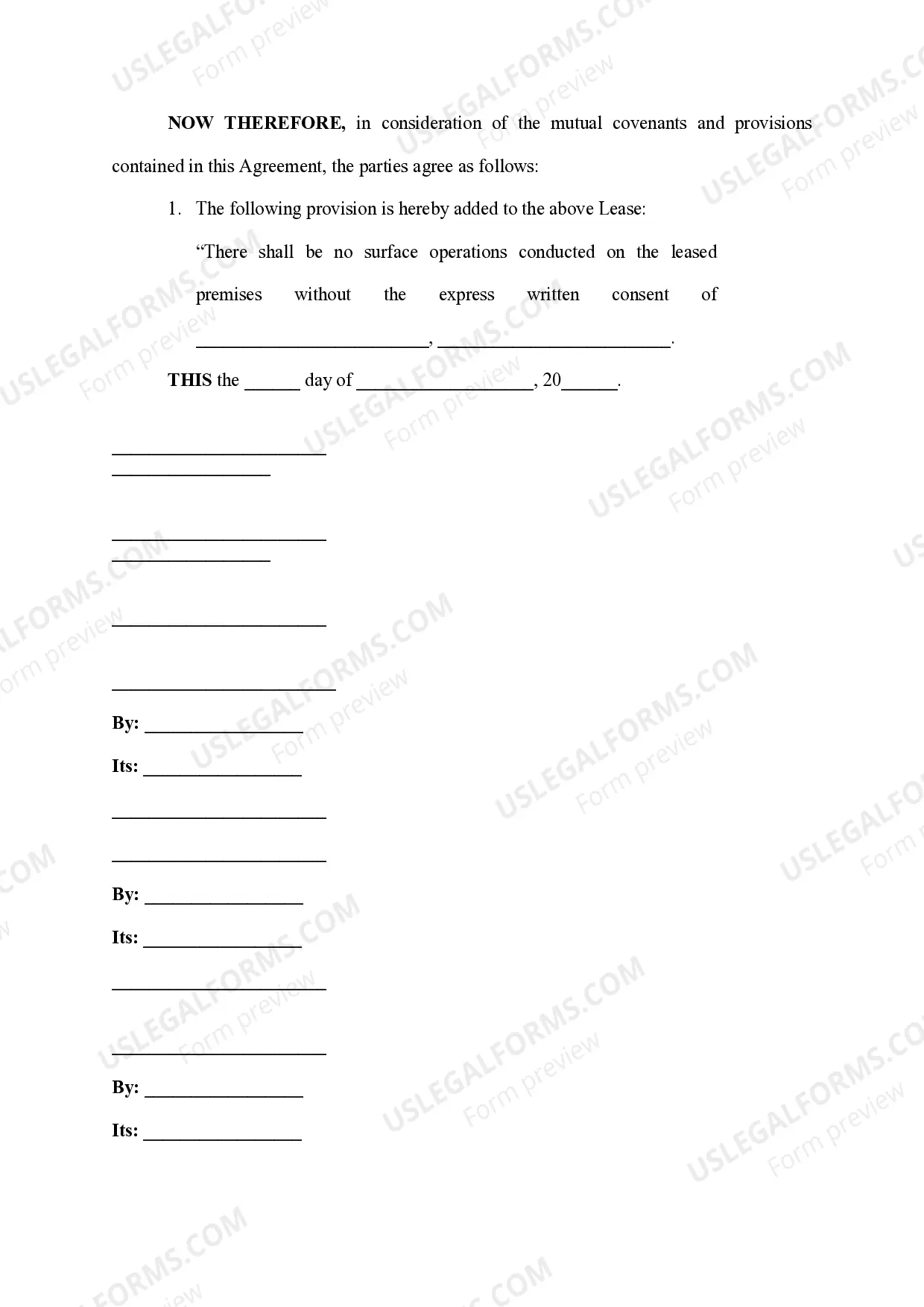Preview Amendment to Oil Gas and Mineral Lease