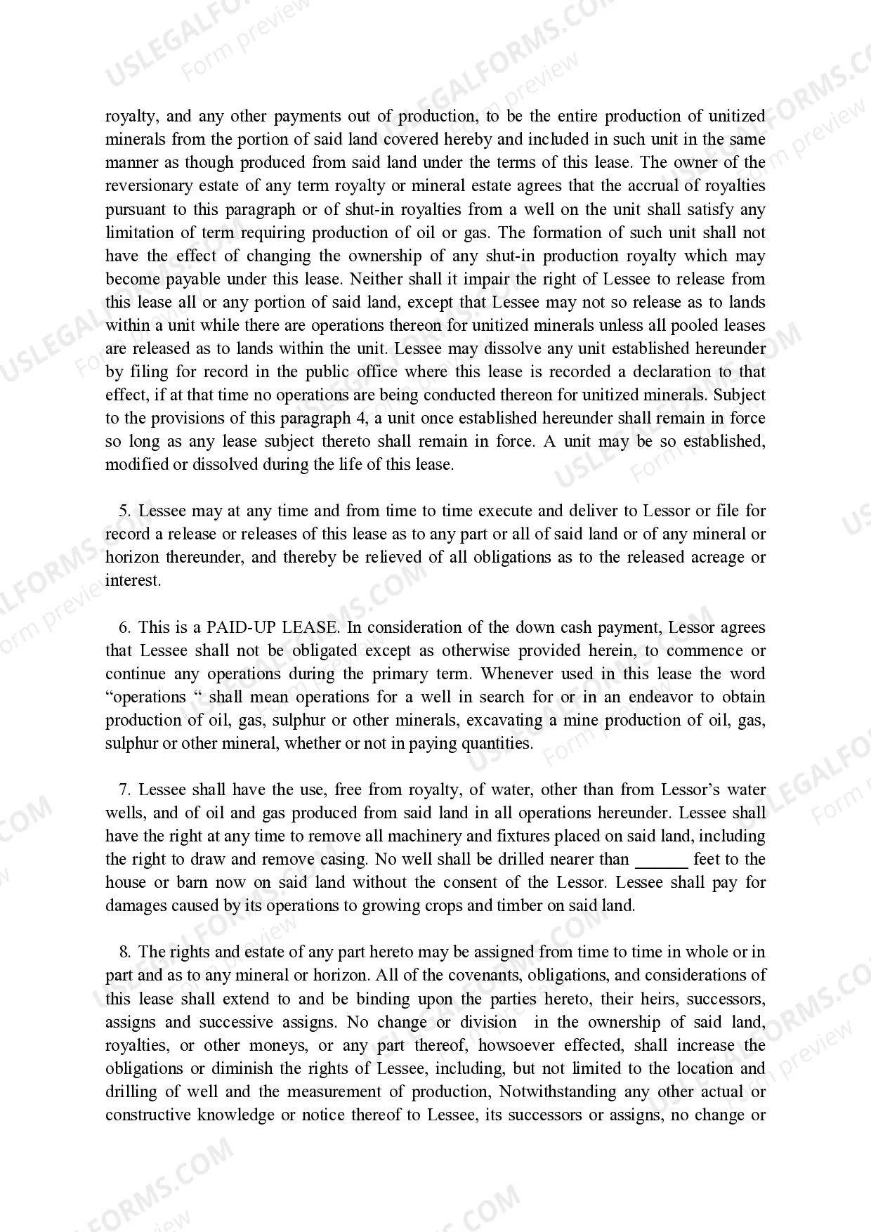 Preview Oil, Gas and Mineral Lease