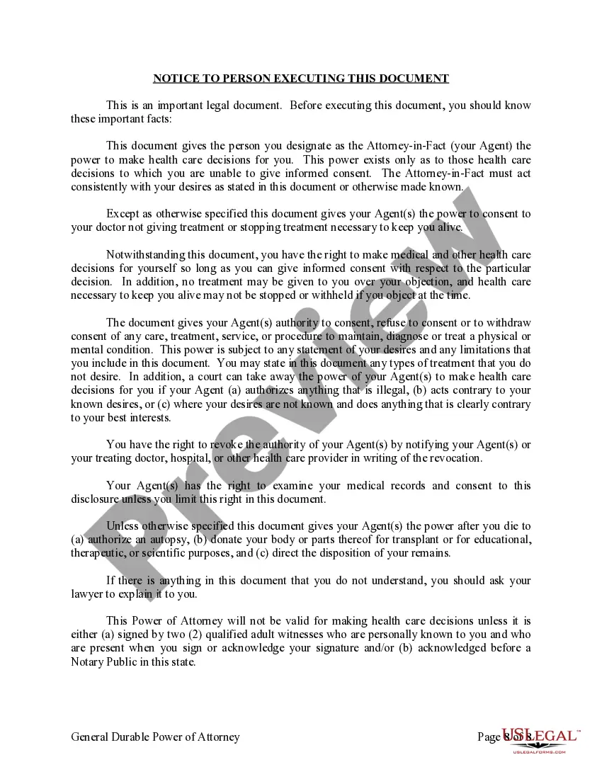 Preview General Durable Power of Attorney