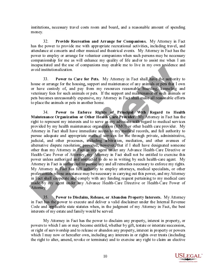 Preview Durable Power of Attorney