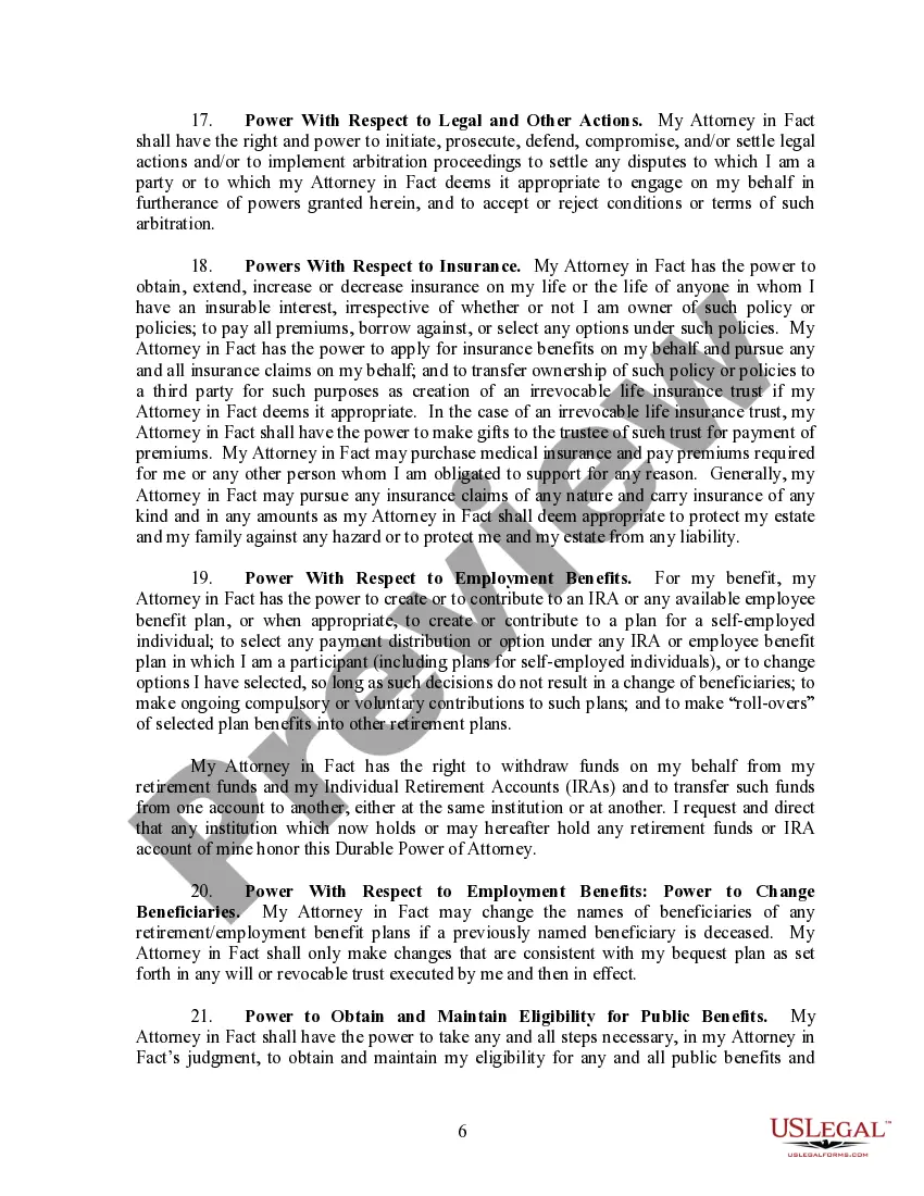 Preview Durable Power of Attorney