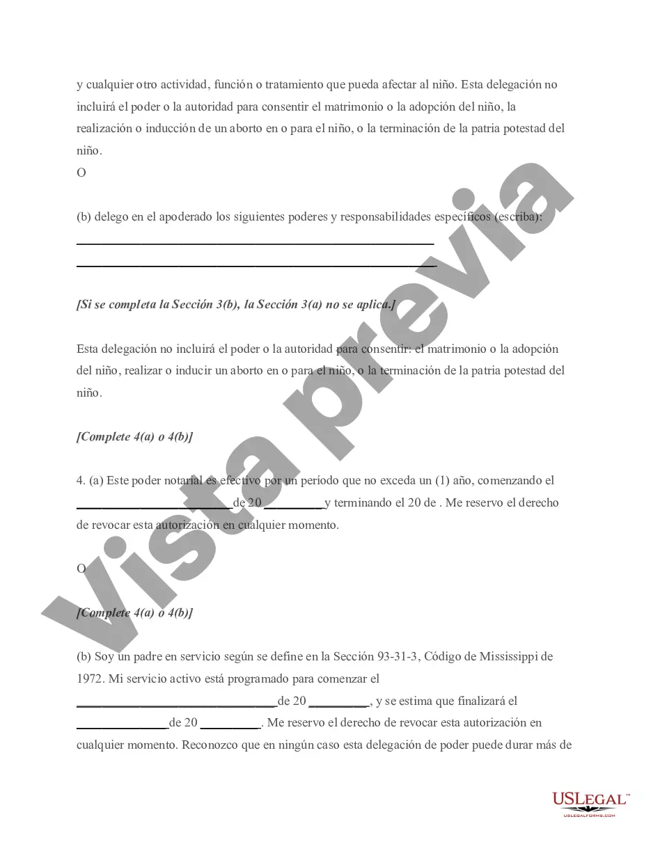 Preview Poder Notarial para el Cuidado y Custodia del Niño o Niños