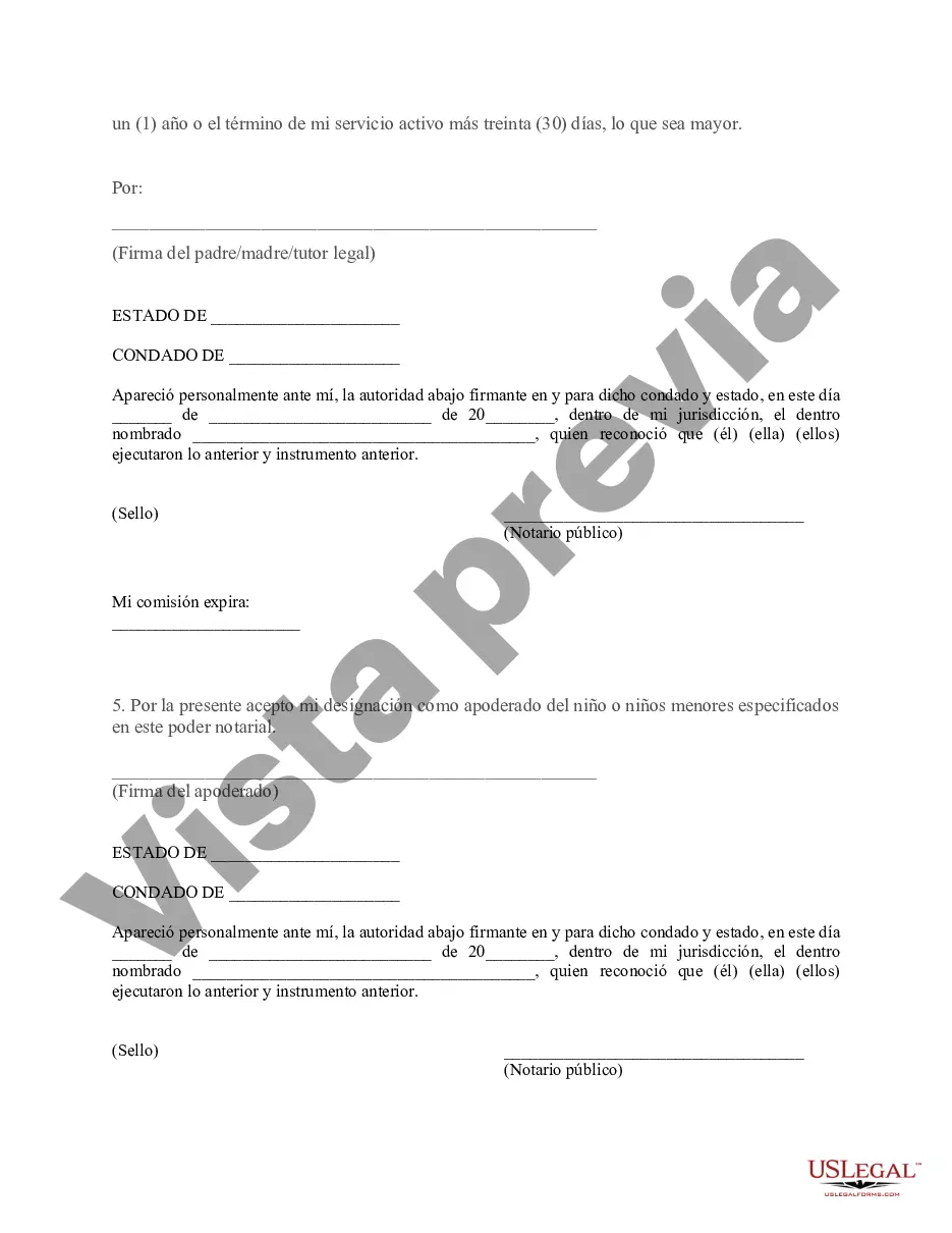 Preview Poder Notarial para el Cuidado y Custodia del Niño o Niños