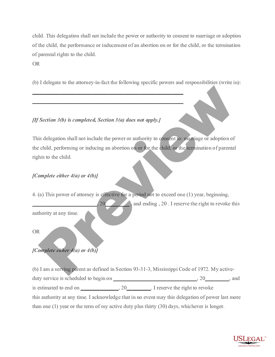 page 1 Power of Attorney for Care and Custody of Child or Children preview