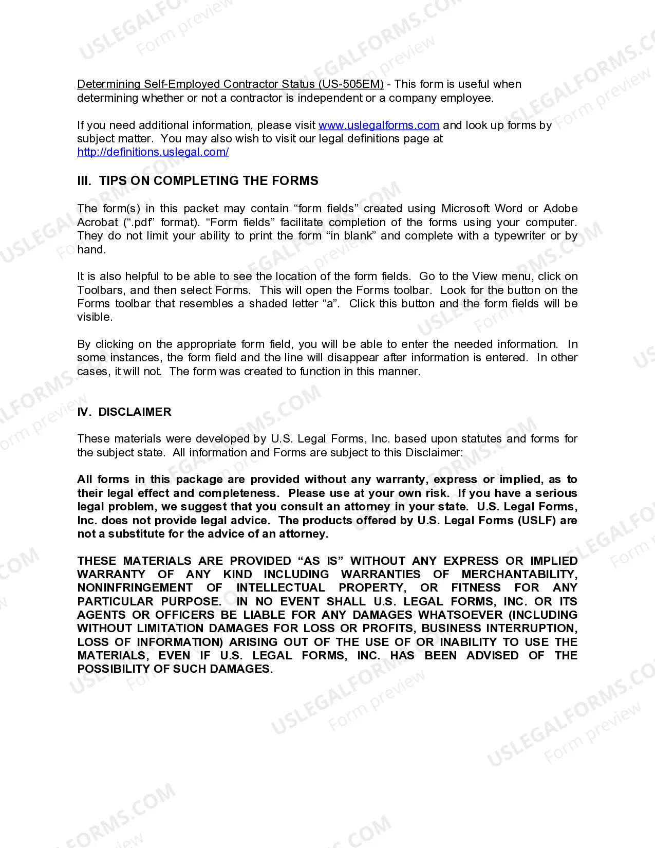 Preview Mississippi Independent Contractor Agreements Package