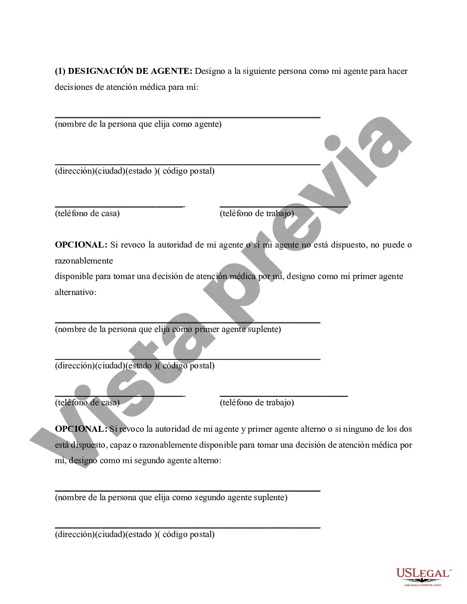 Preview El formulario estatutario de directivas anticipadas de atención médica incluye testamento en vida