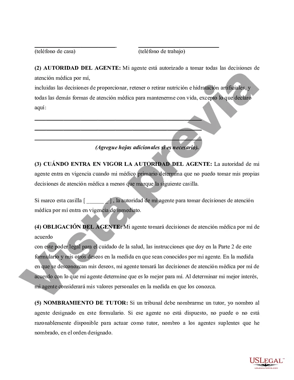 Preview El formulario estatutario de directivas anticipadas de atención médica incluye testamento en vida