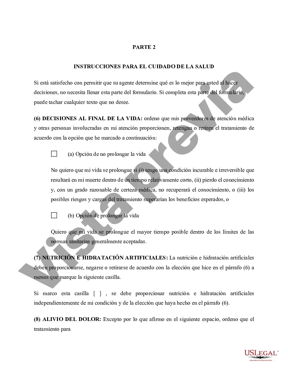 Preview El formulario estatutario de directivas anticipadas de atención médica incluye testamento en vida