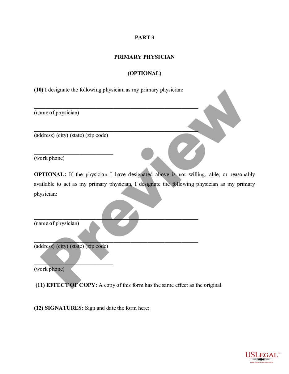 page 5 Advance Health Care Directive Statutory Form includes Living Will preview