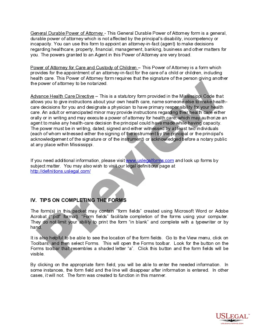 Preview Mississippi Power of Attorney Forms Package