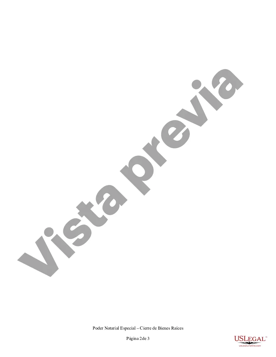 Preview Poder notarial especial o limitado para transacciones de venta de bienes raíces por parte del vendedor