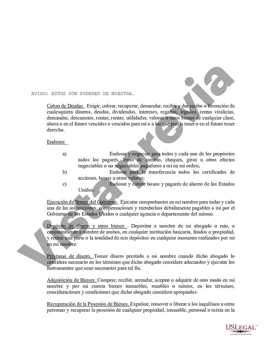 Preview Poder notarial limitado en el que se especifican poderes con ejemplos de poderes incluidos