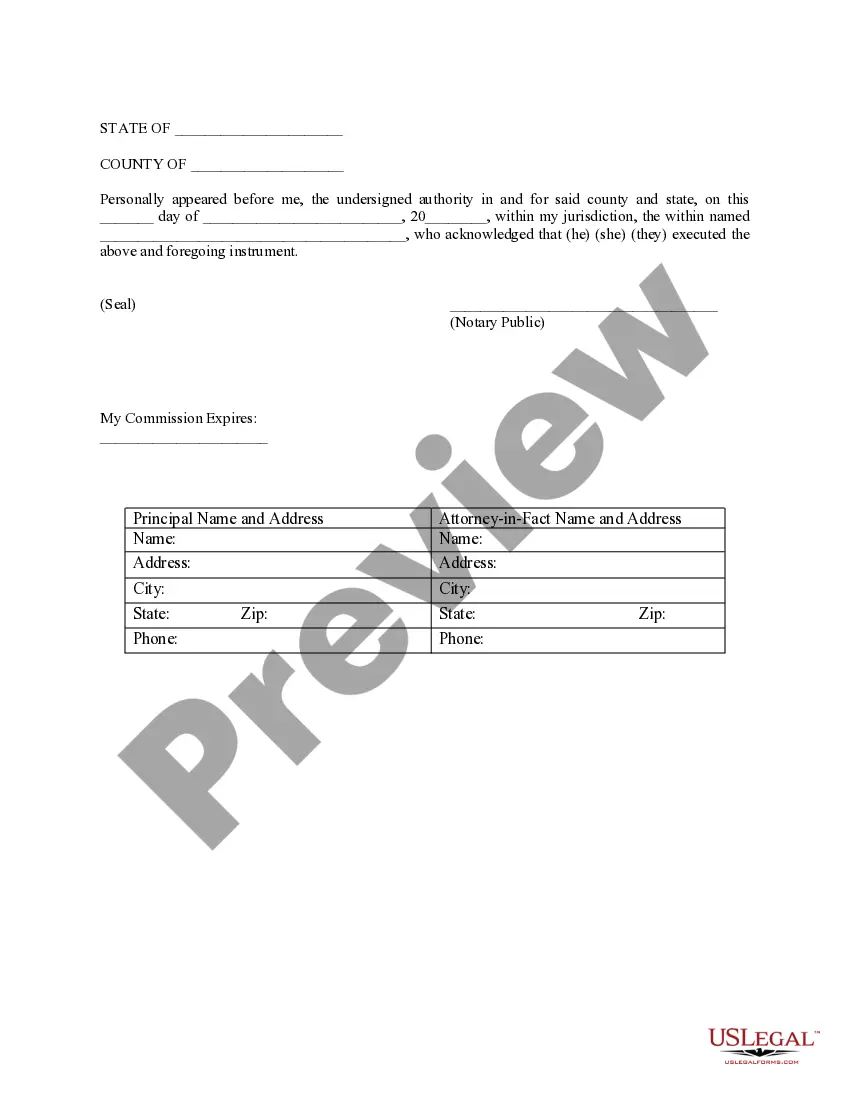 Preview Limited Power of Attorney where you Specify Powers with Sample Powers Included
